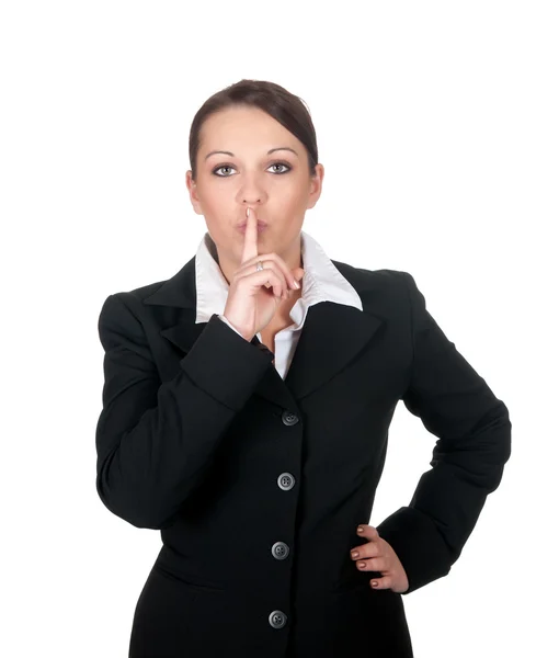 Businesswoman calls for calm, — Stock Photo, Image