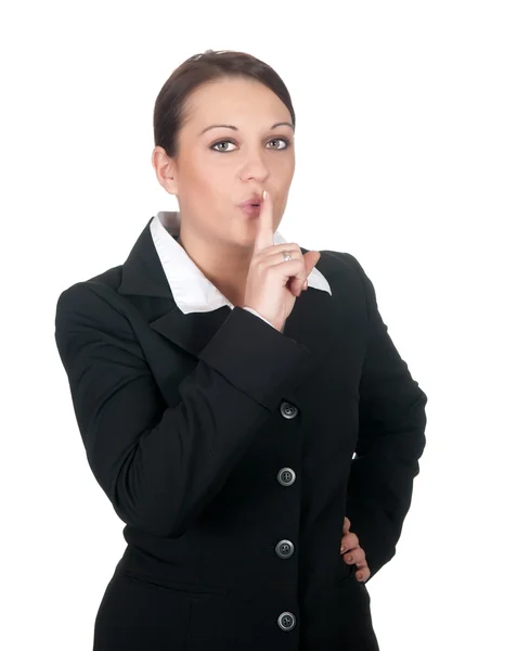 Businesswoman calls for calm, — Stock Photo, Image