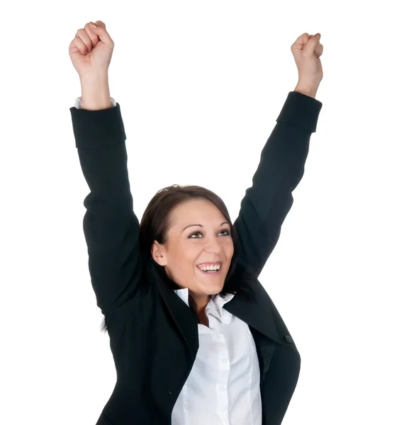 Businesswoman cheering — Stock Photo, Image