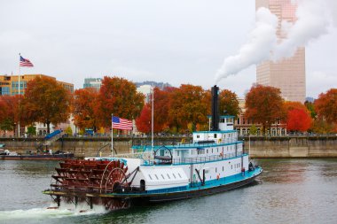 Ferry Boat and Flags clipart