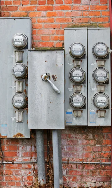 Eight old power meters — Stok fotoğraf