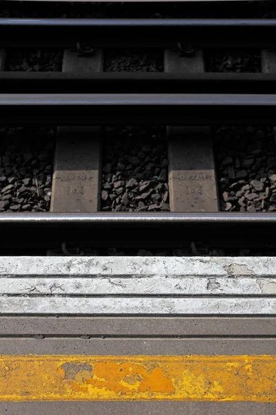 stock image Platform and railway track at London Train station