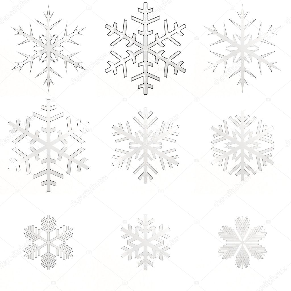 Set glass snowflakes