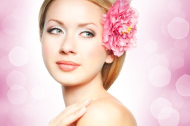 Woman face with flower clipart