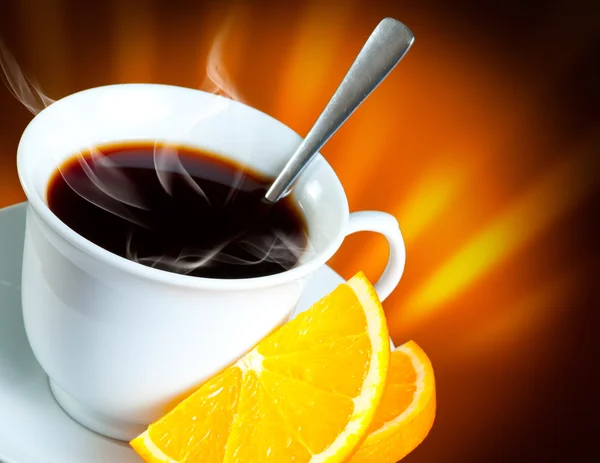 Kaffe med orange — Stockfoto