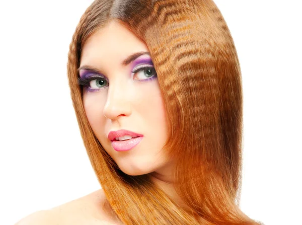 Menina ruiva com cabelo comprido — Fotografia de Stock