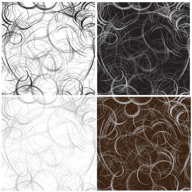 Set of four grunge seamless pattern with monochromic circles clipart