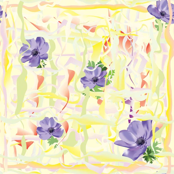 Modèle floral sans couture grunge avec anémone — Image vectorielle