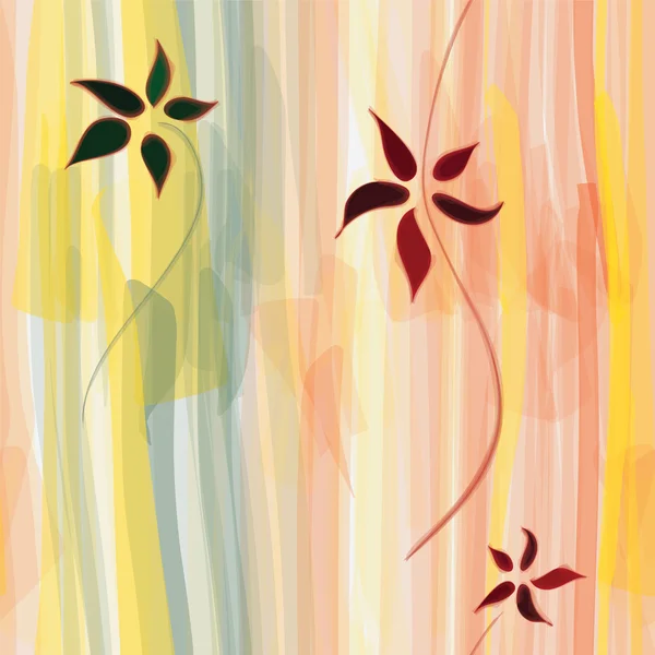 Grunge floral listrado vertical sem costura aquarela padrão —  Vetores de Stock