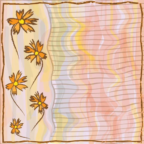 Grunge floral, striped invitation card in watercolor design — стоковый вектор