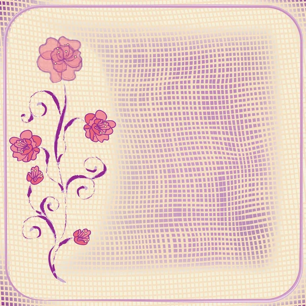 Inbjudan grunge floral kort med abstrakt camellia och rutnät — Stock vektor