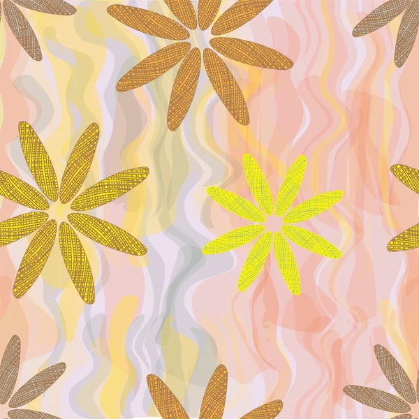 Modèle floral sans couture grunge avec fond d'aquarelle wawy — Image vectorielle
