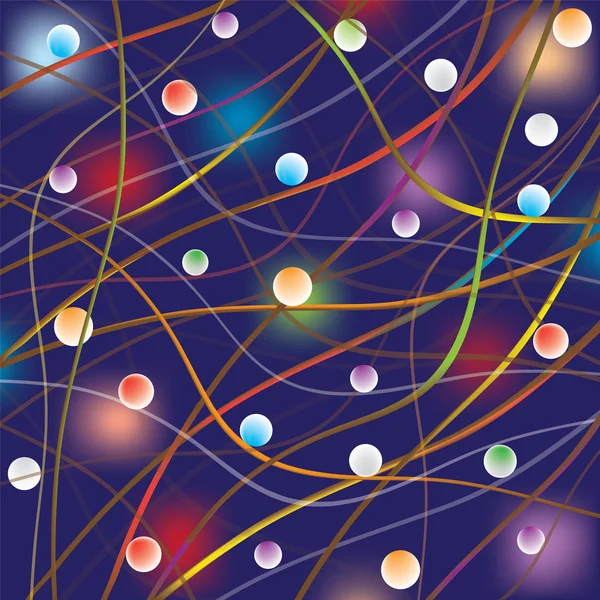 Abstrakta geometriska våg violett bakgrund med rainbow cirklar och blotting — Stock vektor