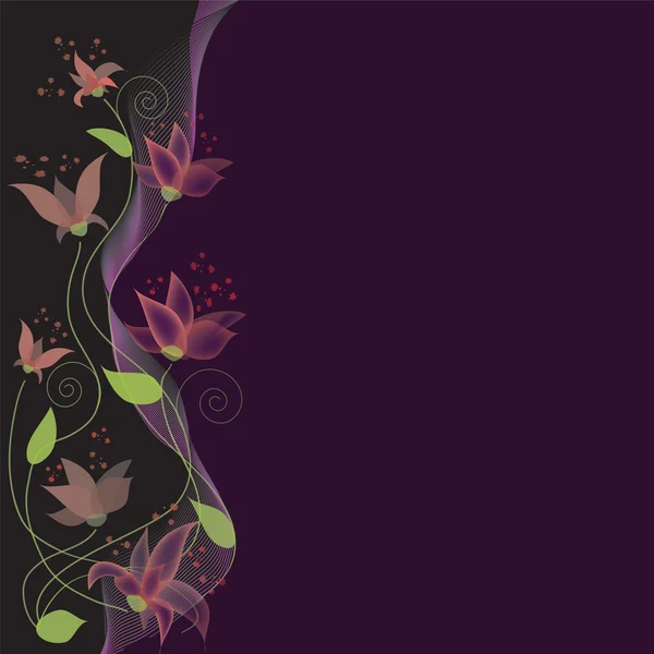 インビテーショナル花の絵カード波状装飾 — ストックベクタ