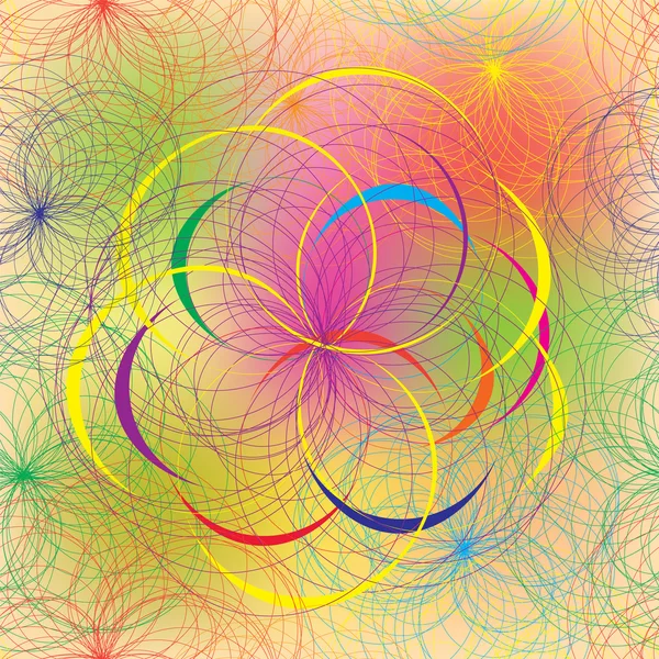 Rainbow geometriska seamless mönster med cirklar — Stock vektor