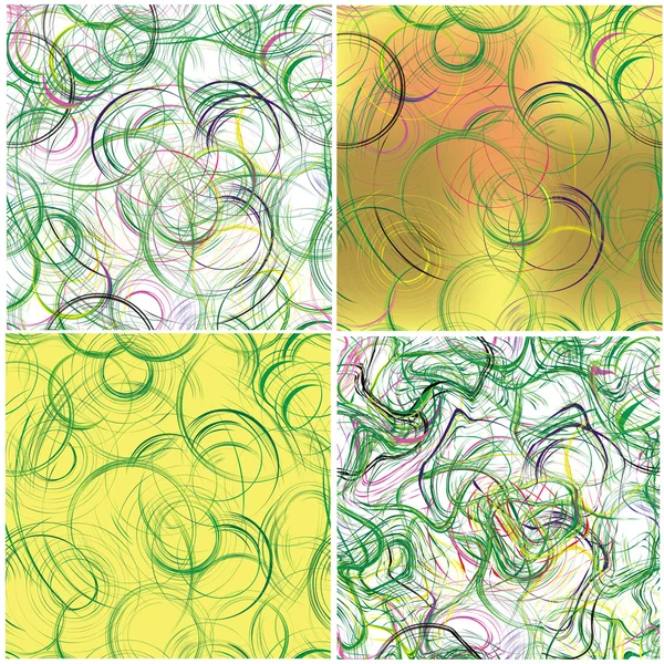Uppsättning grunge seamless mönster med cirklar och ränder — Stock vektor