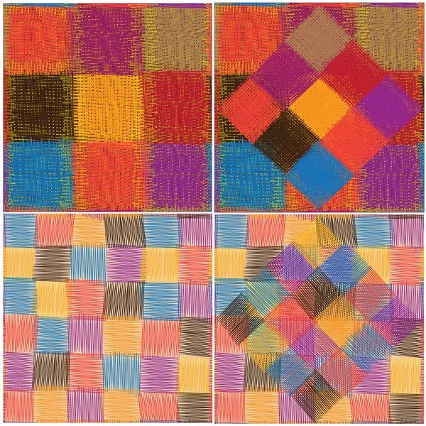 Conjunto de cuatro patrones sin costura acolchados patchwork — Archivo Imágenes Vectoriales