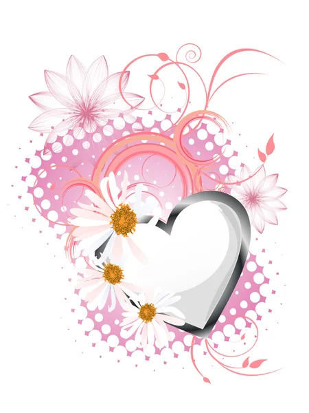 Blommigt hjärtdesign — Stock vektor