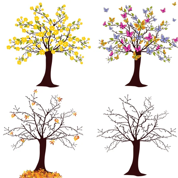季节性树 — 图库矢量图片