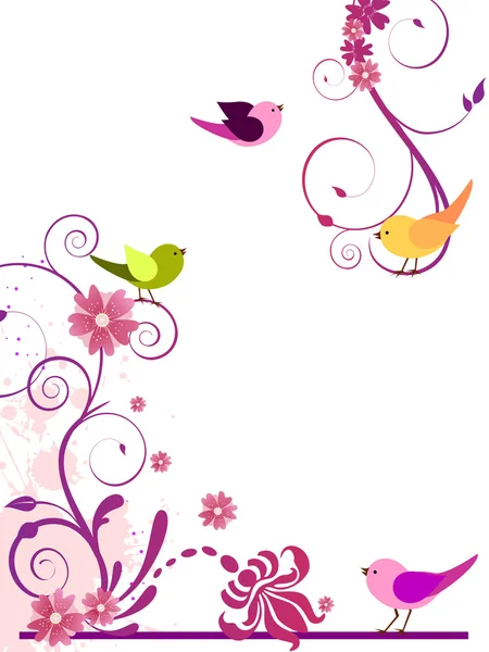 Květinový design s ptáky — Stockový vektor