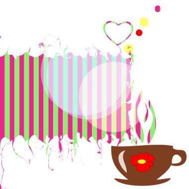 Hot cup against abstract drawing clipart