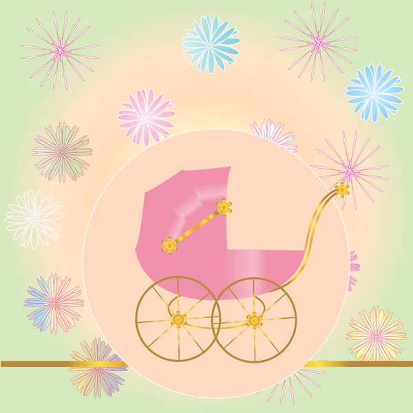 粉红色的婴儿车 — 图库矢量图片