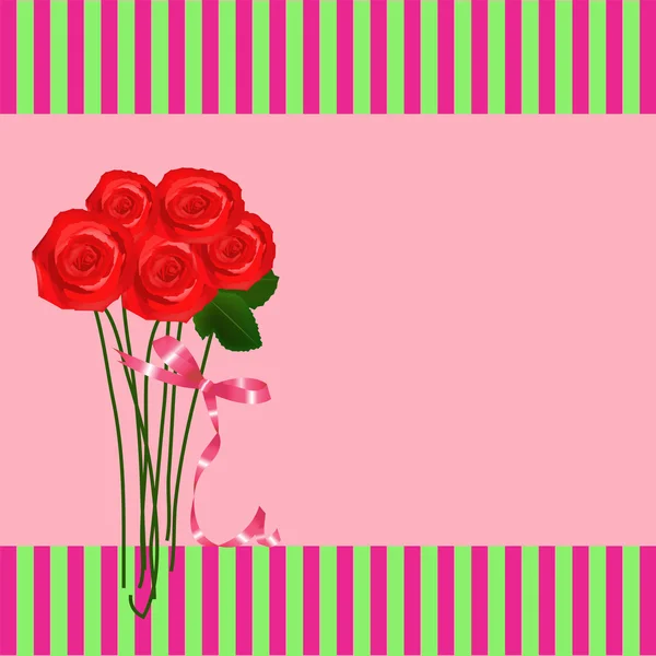 バラと遊び心のあるカード — ストックベクタ