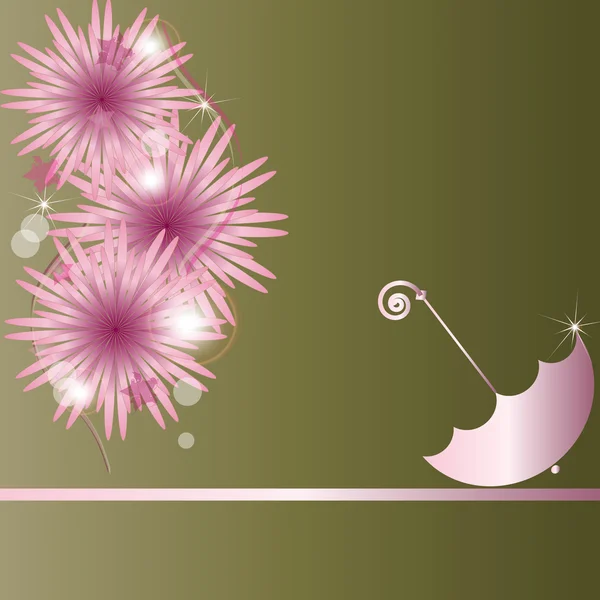 伞和鲜花 — 图库矢量图片