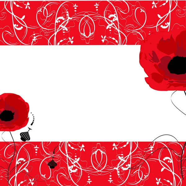 Vector floral background with red poppies — Stock Vector
