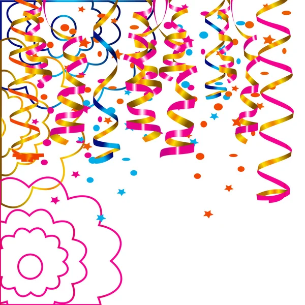 Fond de célébration avec confettis et banderoles en papier — Image vectorielle