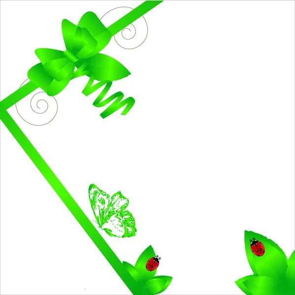 Écologie du fond vert avec des feuilles et un arc — Image vectorielle