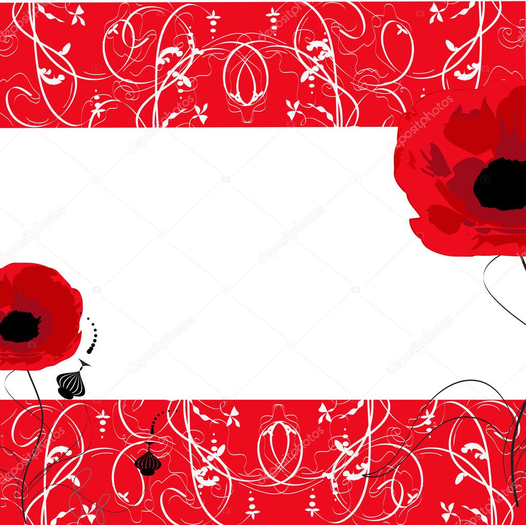 Vector floral background with red poppies