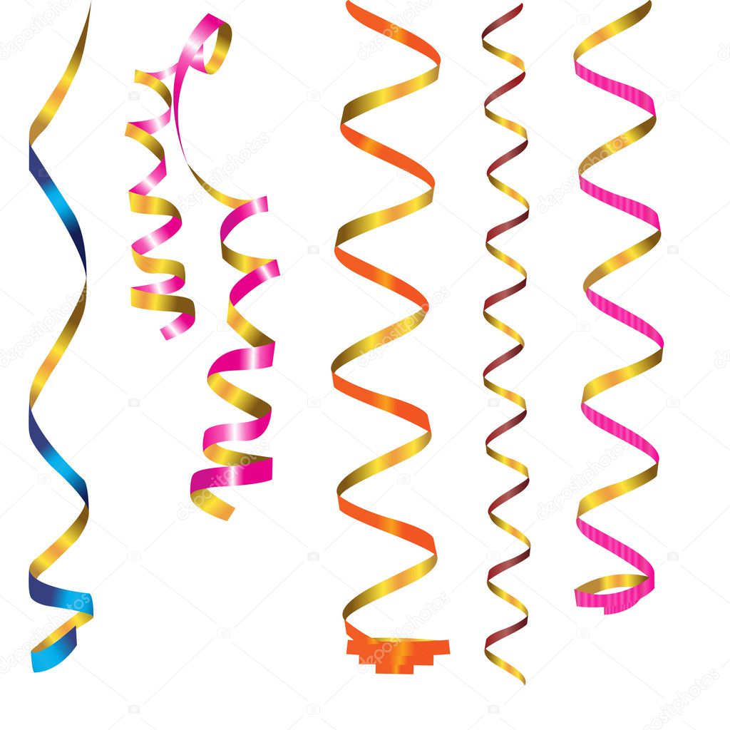 Colorful ribbon streamers isolated