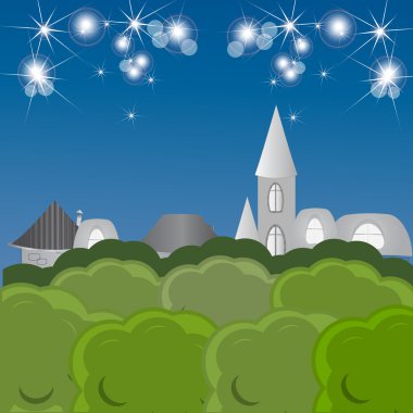 Night fairy tale town clipart