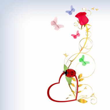 Red rose and heart clipart