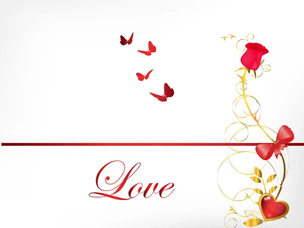 Liebe den Hintergrund mit einer roten Rose — Stockvektor