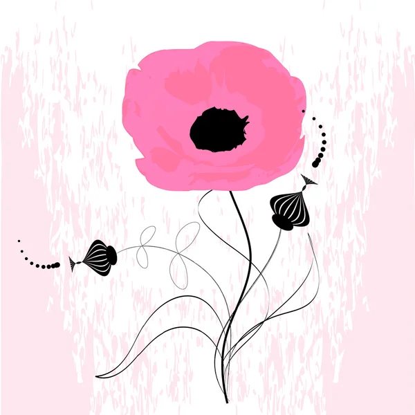 Rózsaszín mák virág — Stock Vector