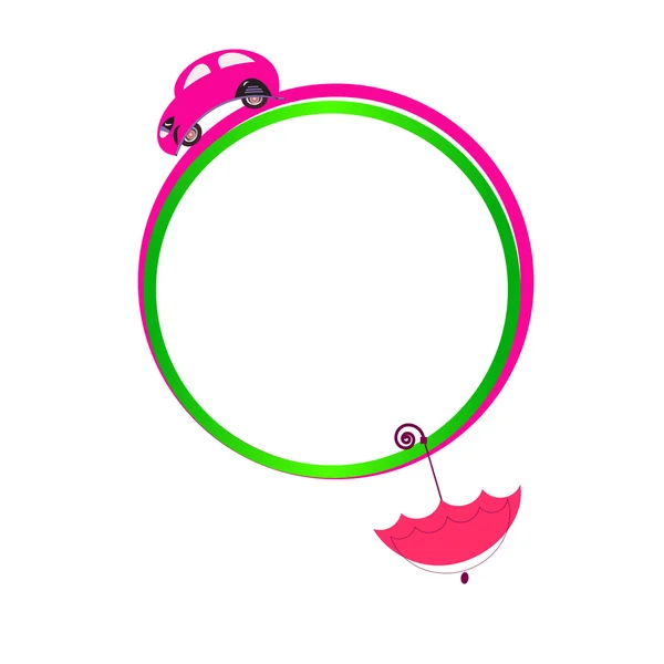 Utrymme för text med en rosa paraply och bil — Stock vektor