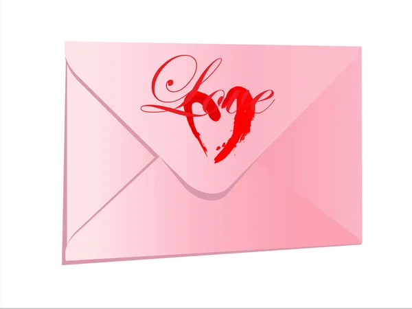Zip pink envelope with a heart — Stock Vector
