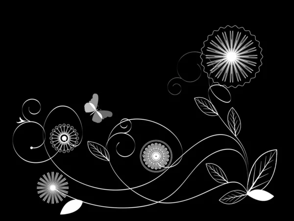 Fleurs sur fond noir — Image vectorielle