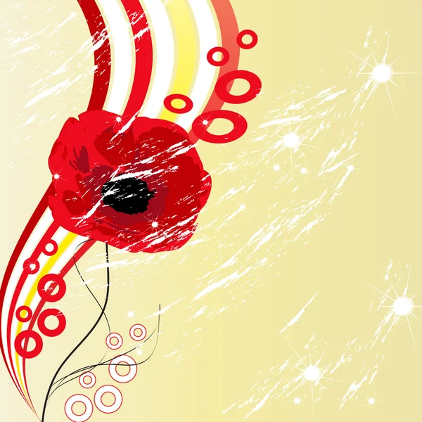 Imagen grunge de una flor de amapola — Vector de stock