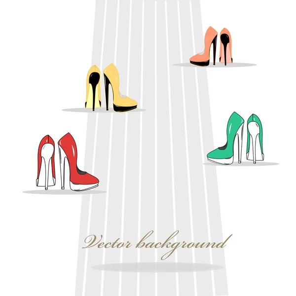 Zapatos de mujer en la carretera — Archivo Imágenes Vectoriales