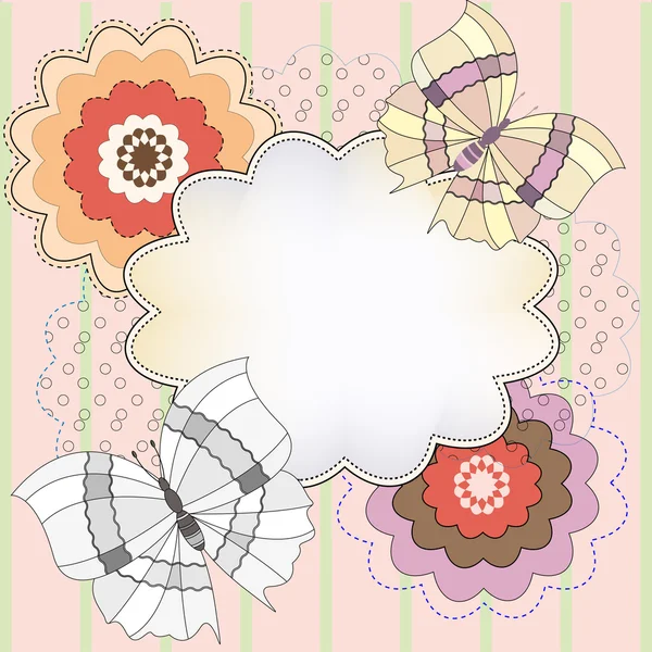 Arrière-plan avec des fleurs et des papillons du tissu — Image vectorielle