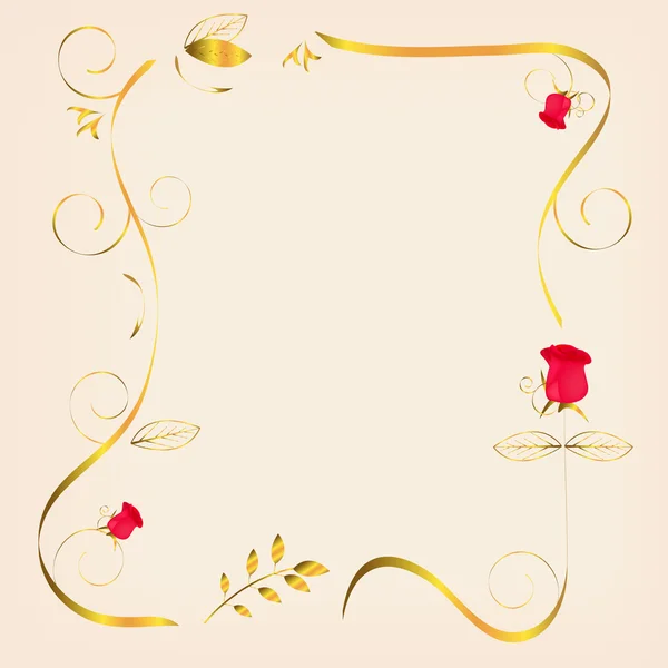 Золотая рамка с розами — стоковый вектор