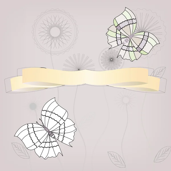 Bannière en papier sur fond de fleur — Image vectorielle