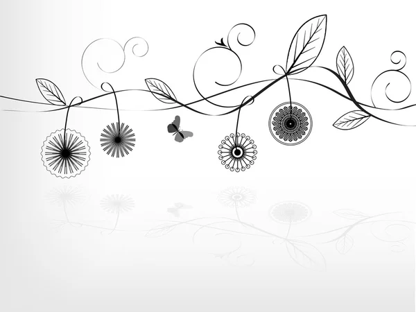 Une branche d'arbre avec des fleurs — Image vectorielle