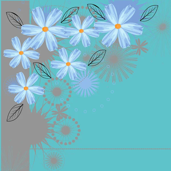 带蓝色花朵的矢量背景 — 图库矢量图片