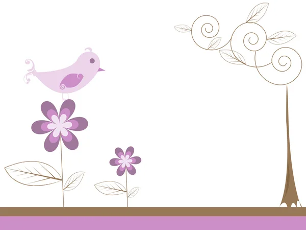 Птица на цветке — стоковый вектор
