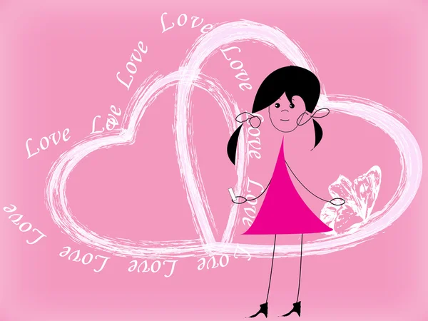 Mädchen schrieb das Wort Liebe — Stockvektor