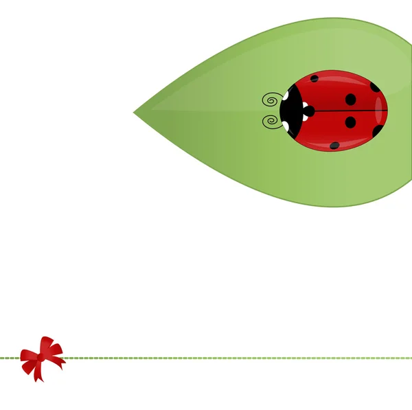 Yeşil yaprakta uğur böceği — Stok Vektör